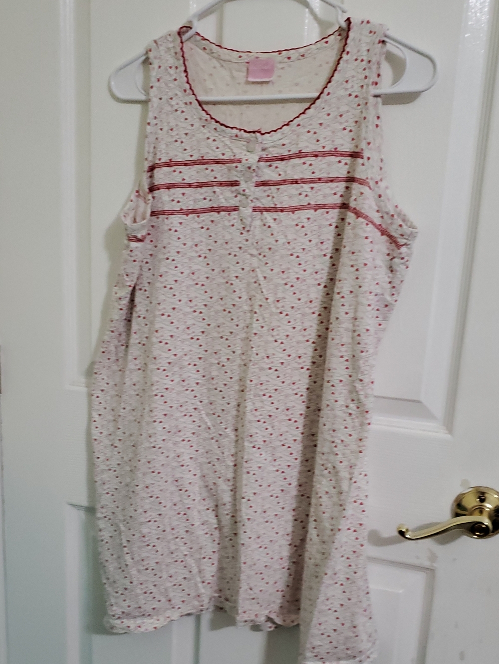 Blush Y2K Off-White Red & Pink Hearts Sleeveless Knit Nightgown L